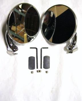  4" Wide Polished Stainless Side Peep Mirrors with Convex Glass PAIR Street